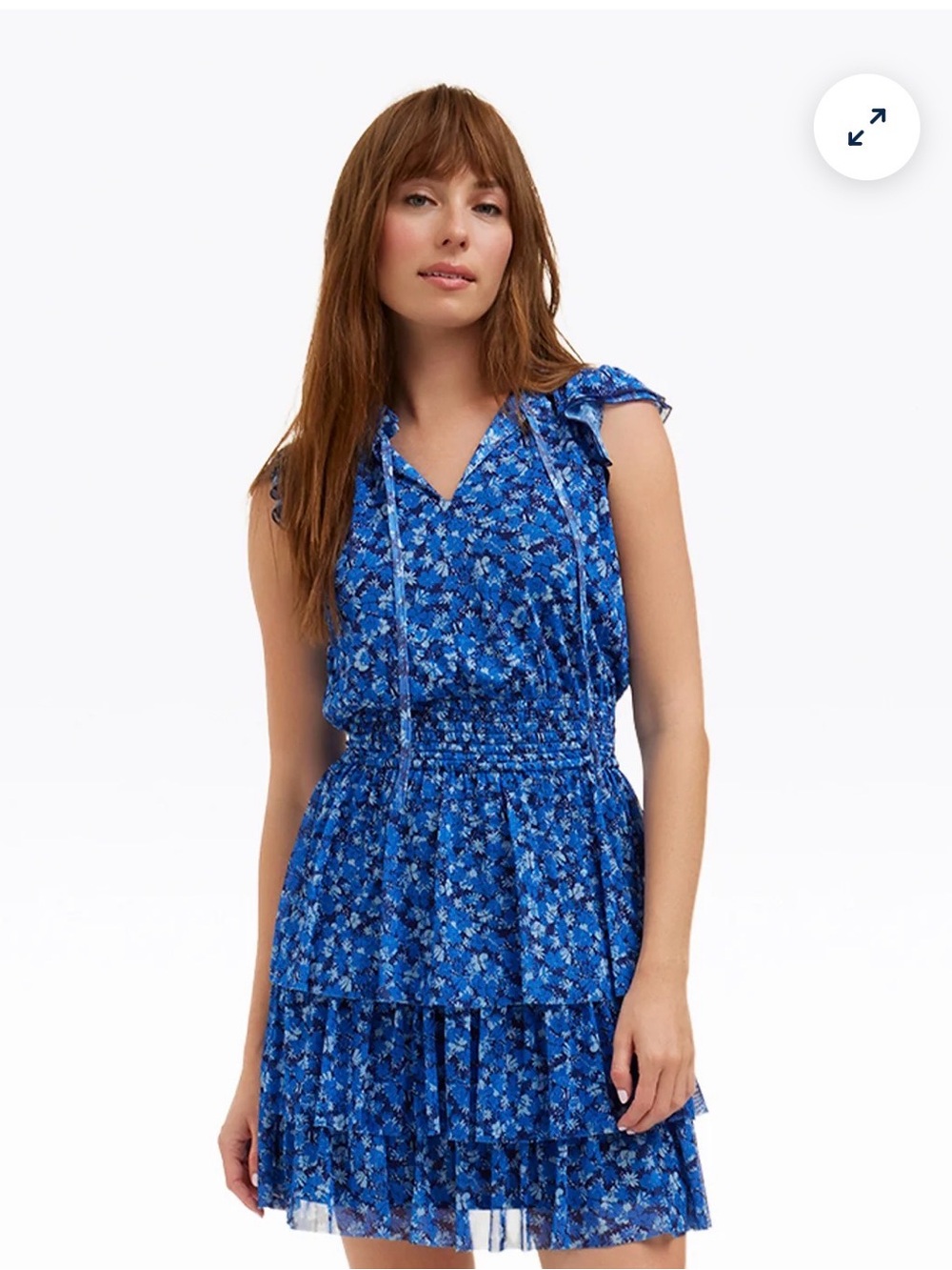 Draper James Royal Blue Floral Tiered Smocked Dress